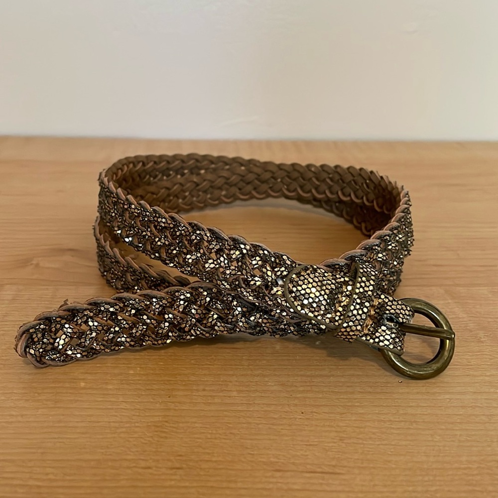Gold Sequined Braided Belt